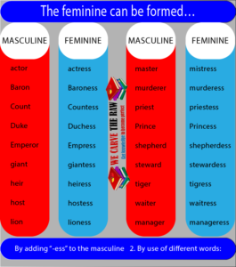 Masculine and feminine of noun