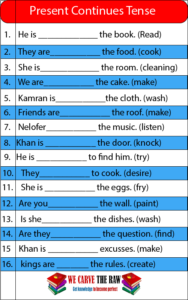 Present continues tense (worksheet)