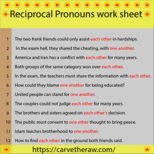 Reciprocal Pronouns worksheet