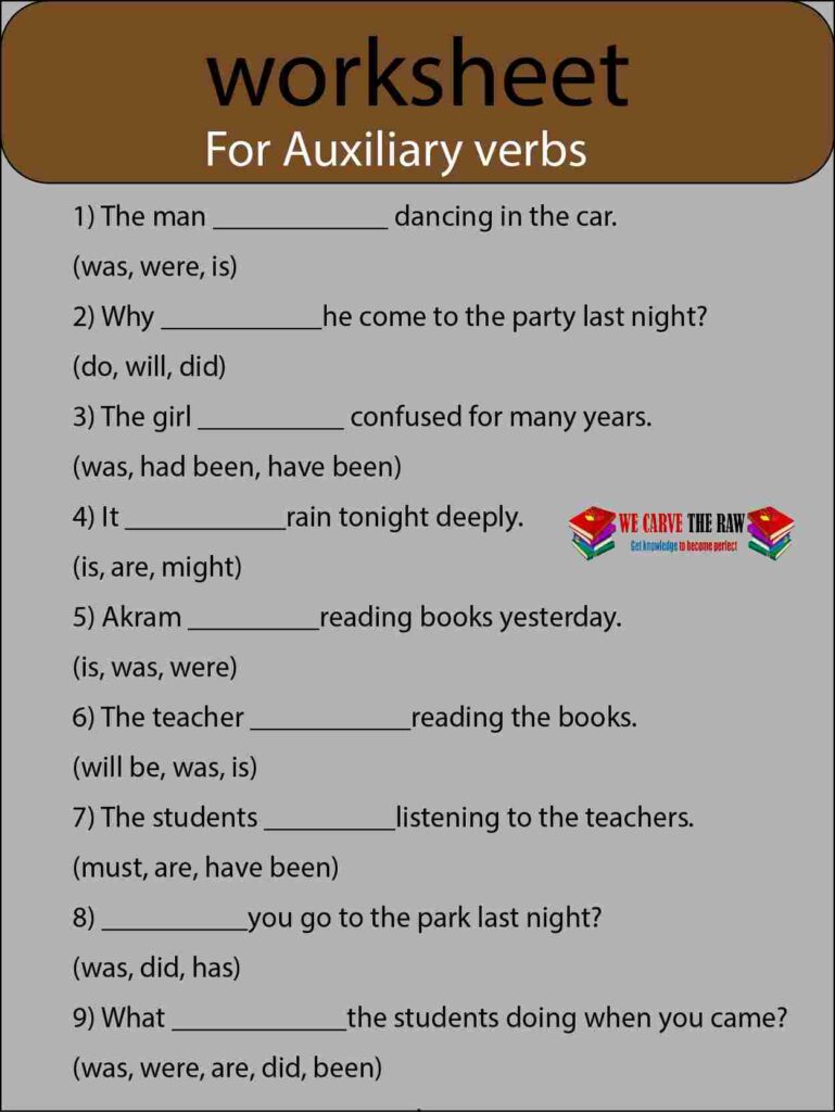 Auxiliary Verbs (Helping verbs) worksheet 