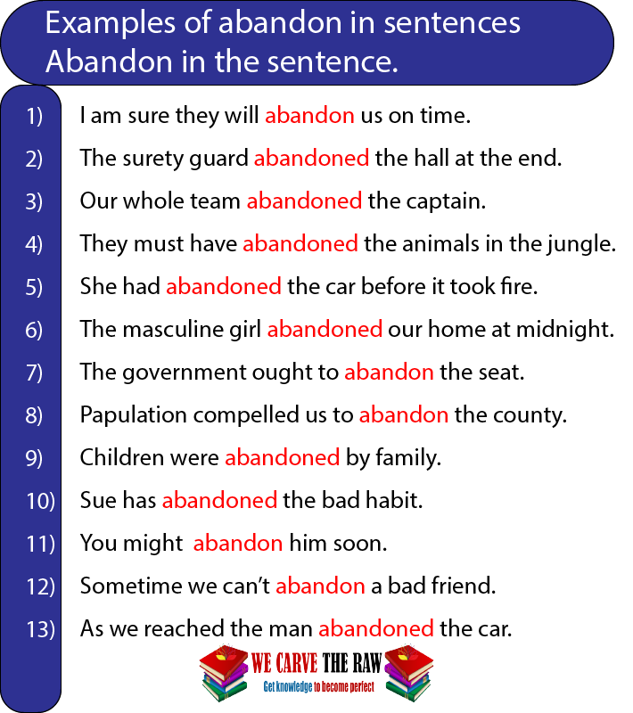 examples of abandon in sentences.